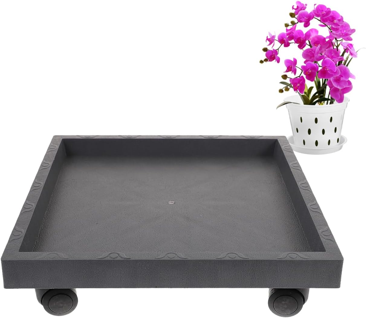 1pc Square Tray Bonsai Roller Holder Potted Stand Rack Movable Tray Moving Plant Pots Flower Pots Base Bonsai Shelf Bonsai Holder Plastic Roller Rolling Bonsai Rack