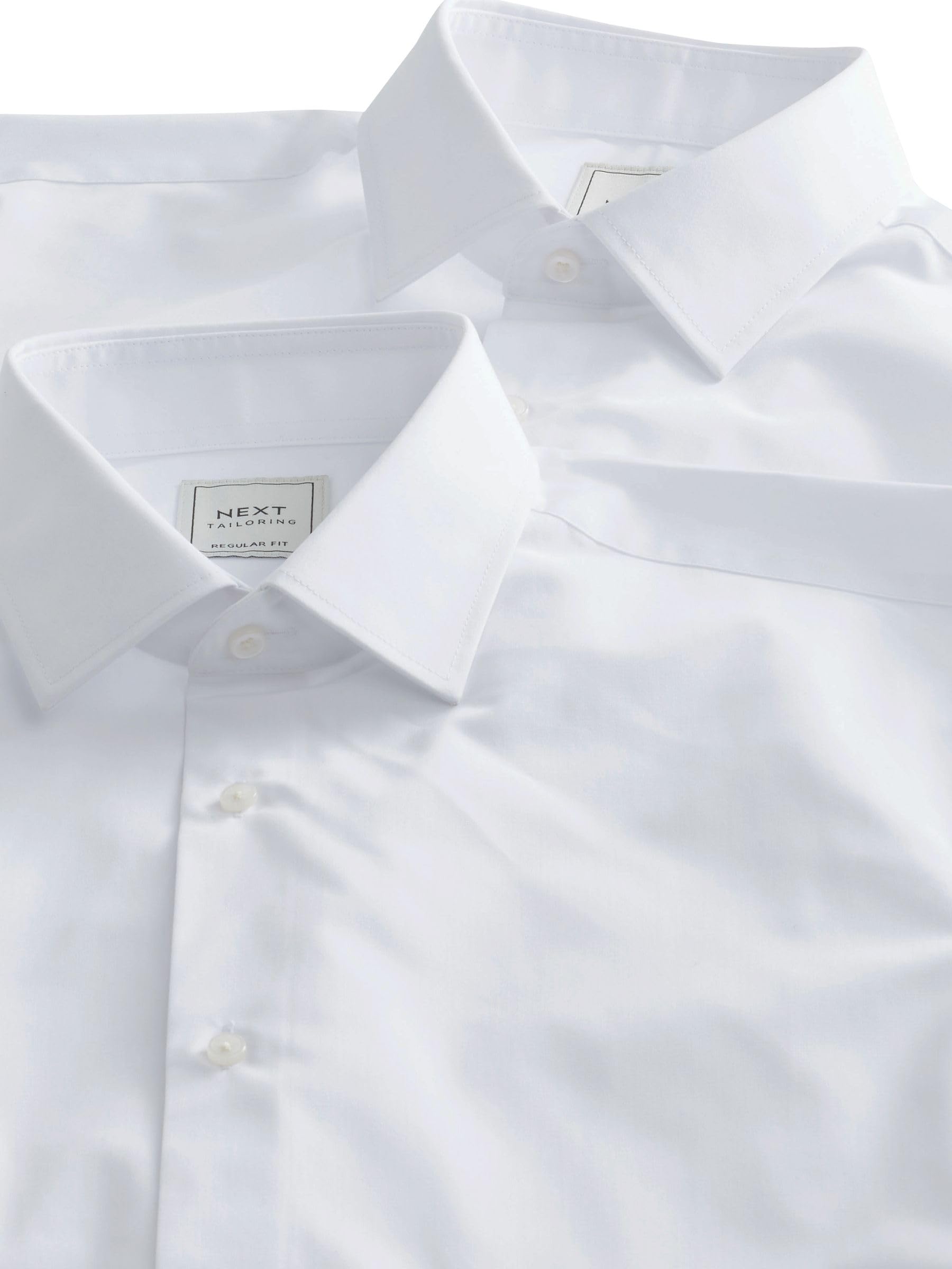 NEXT Mężczyźni Zestaw 2 eleganckich łatwych w pielęgnacji koszul z krótkim rękawem o regularnym kroju Biały 44