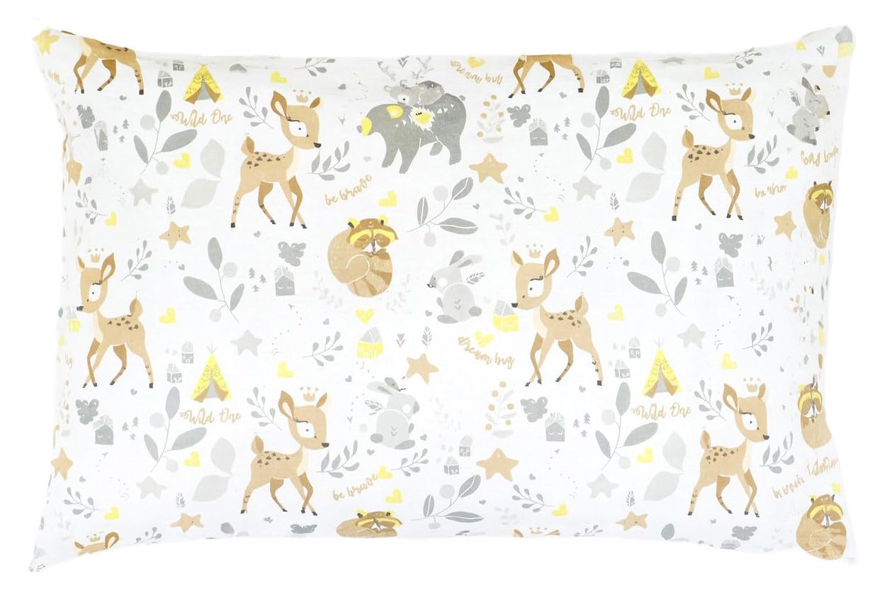 Balbina Cushion Cover 40 x 40 cm for Children and Babies, Pillowcase 100% Cotton, for Children's Room, Pram or Cot, Cotton Pillowcase with Zip, Wild Animals / Brown