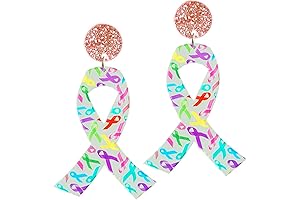 Enticing Pink Ribbon Drop Earrings: Adorn Hope and Courage for Breast Cancer Survivors
