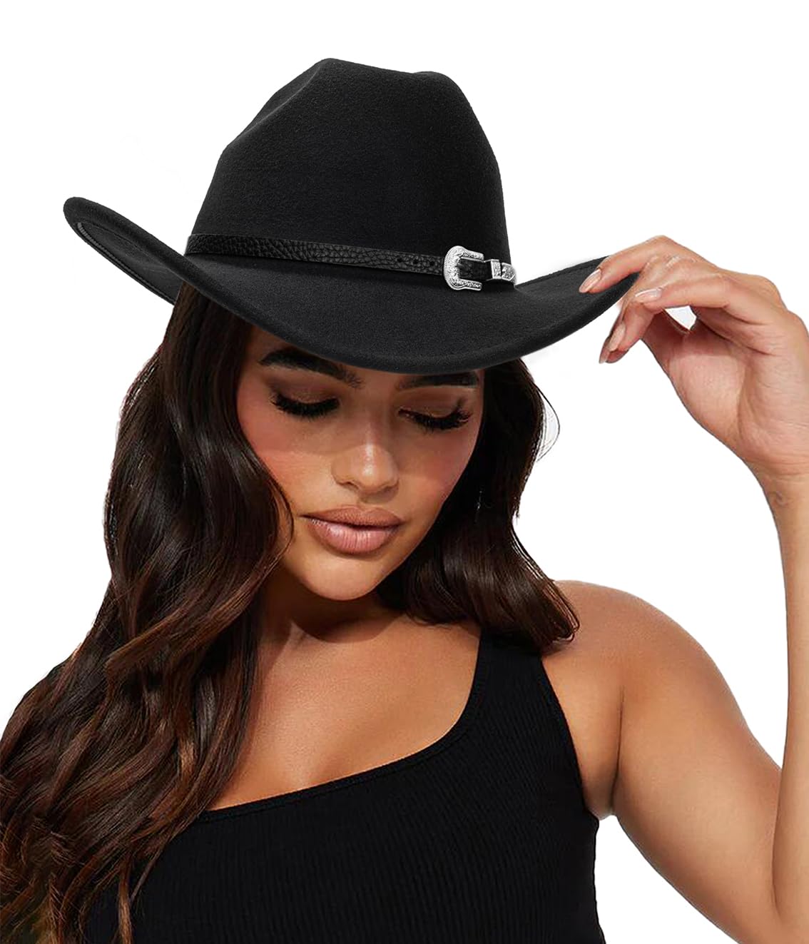 4492 Womens Western Cowboy Hats Studded Pinched Cowgirl Wide Eohak Womens Western Cowboy Hats Studded Pinched Western  main image 4