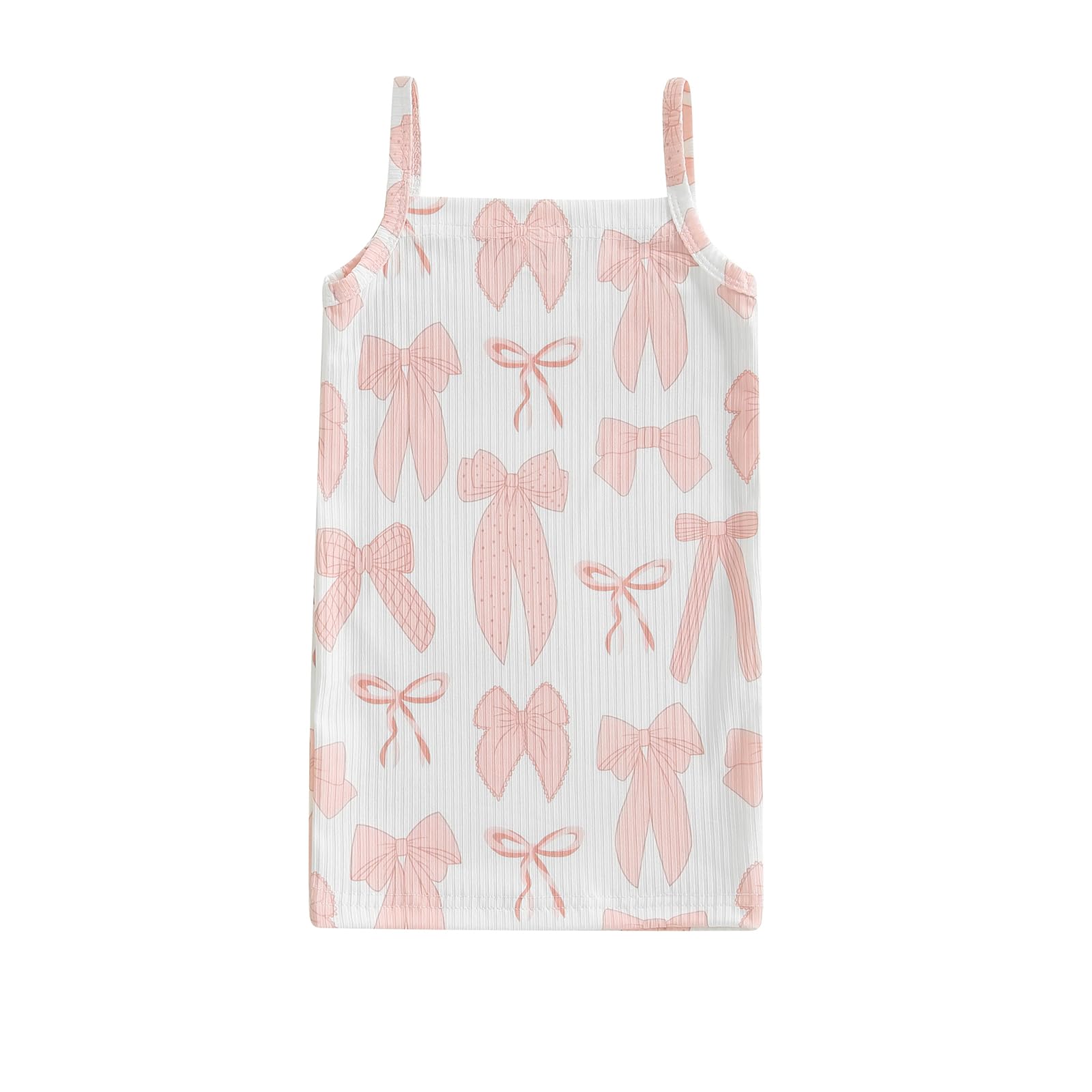 Toddler Baby Girl Summer Clothes Sleeveless Spaghetti Straps Dress Bow Print Cami Dress Slim Fit Dresses