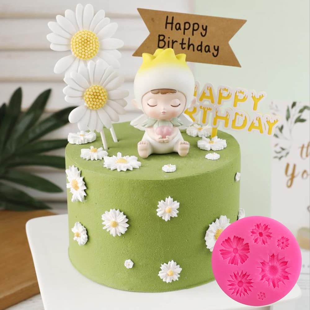 9 Packs Bloem Cake Fondant Schimmel Snoep Maken Siliconen Mallen Decoraties Gebak Gereedschap Voor Vlinder Zonnebloem Daisy Bakken Diy Maken Cake Klei Ambachten Project