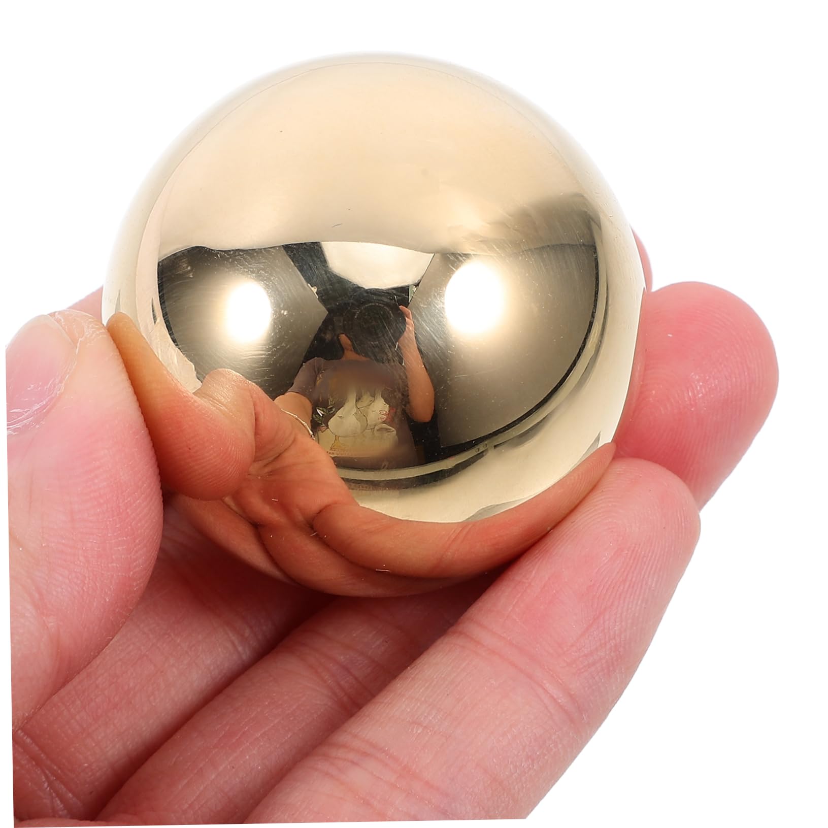 2 Bolas de Masaje de Latón Dorado para Ejercicio de Manos, Balones de Metal Lisos para Fitness y Relajación, Ideales para Terapia y Decoración