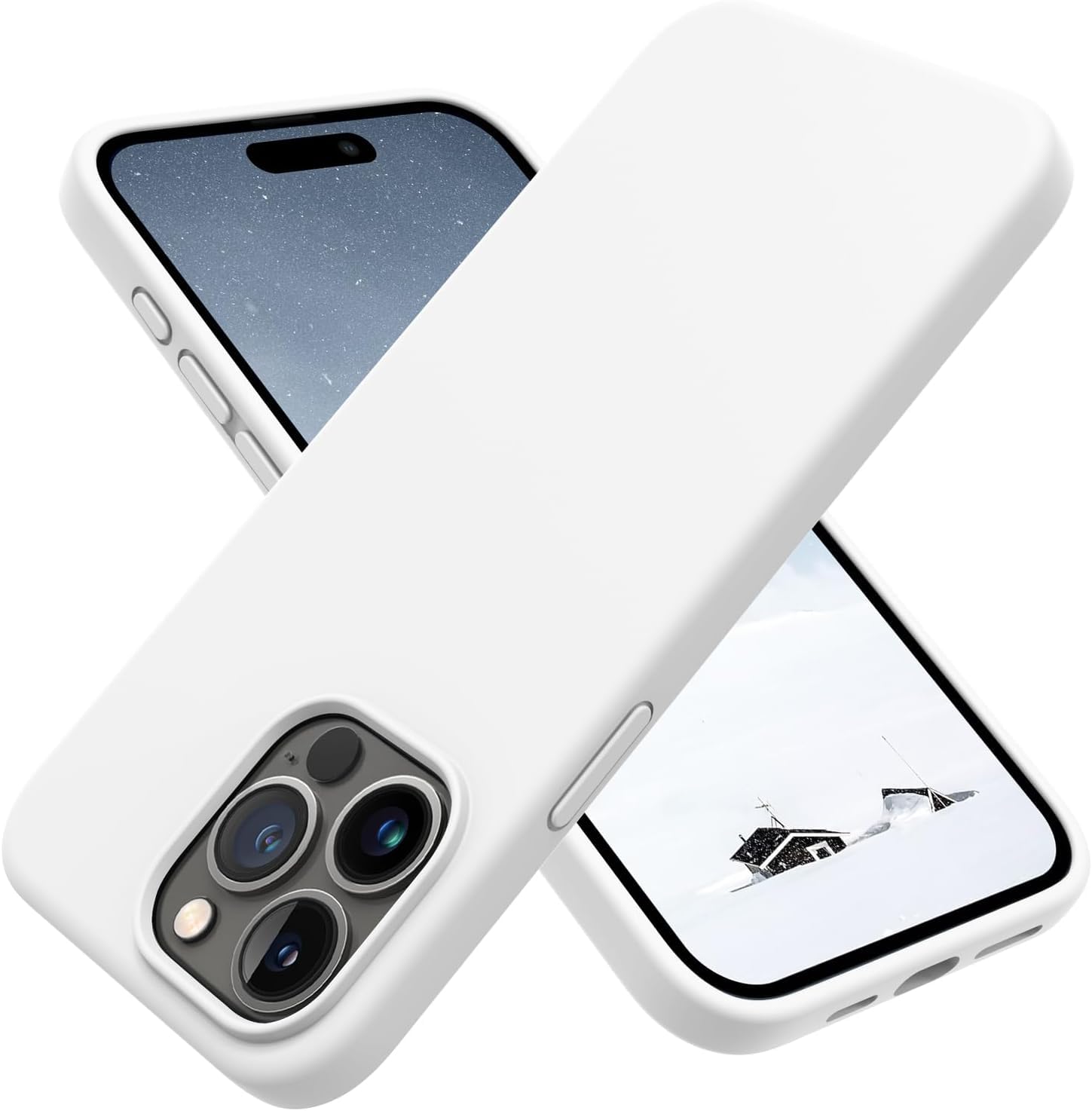 AWH Compatible with iPhone 15 Pro Max Case - Silicone Shockproof Slim Thin Phone Case for iPhone 15 Pro Max (6.7 inch) (White)