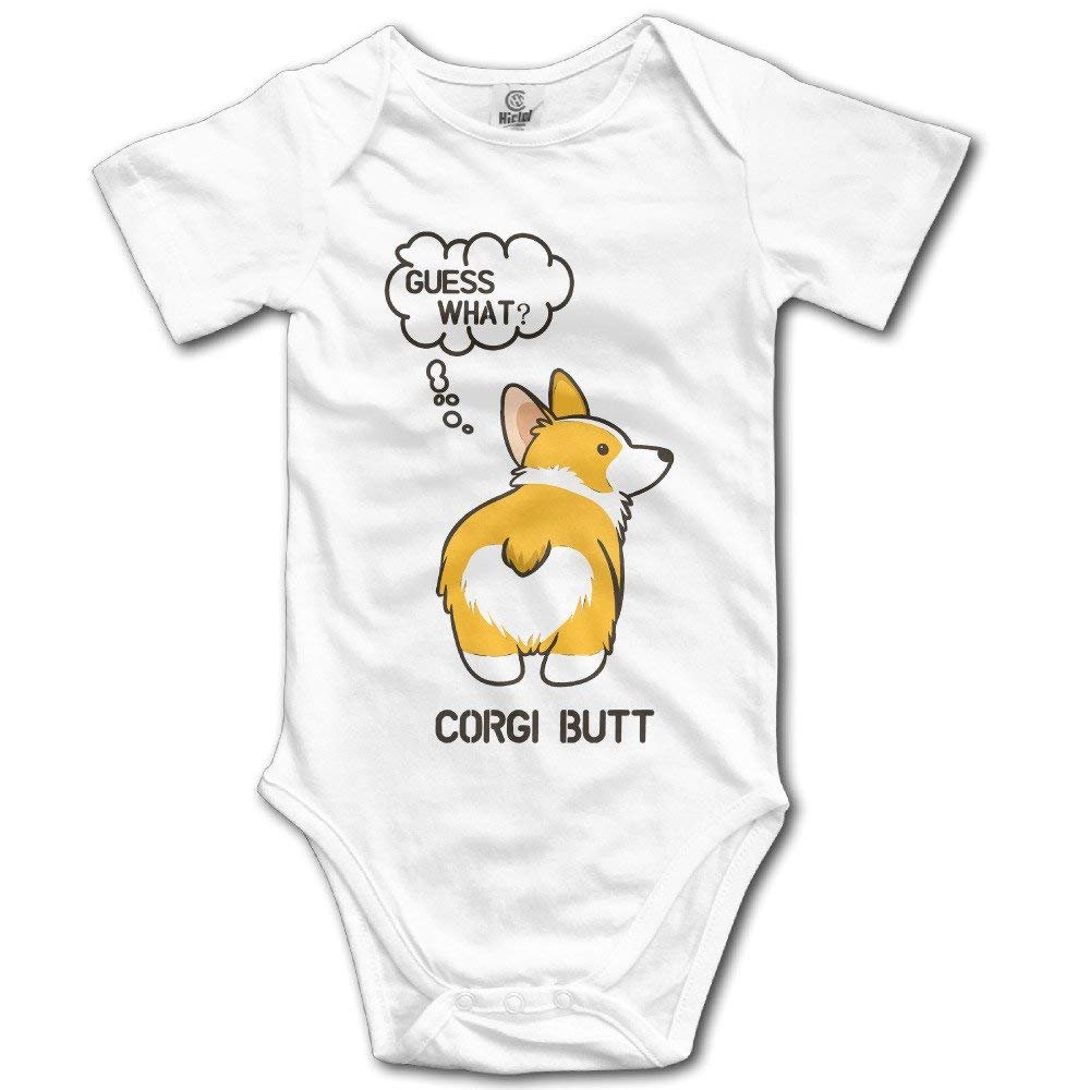 Unisex Baby Guess What Corgi Butt Printed Short-Sleeve Bodysuits White