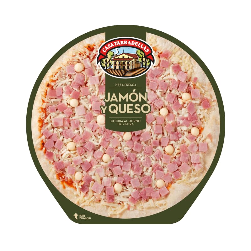 CASA TARRADELLAS Pizza fresca de jamón y queso cocida al horno de piedra CASA TARRADELLAS 405 g. (JAMON QUESO)