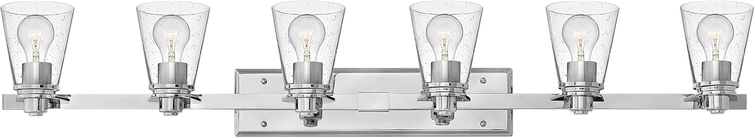 Hinkley Avon Collection Contemporary Modern Six Light Bathroom Vanity Fixture, Chrome with Clear Glass