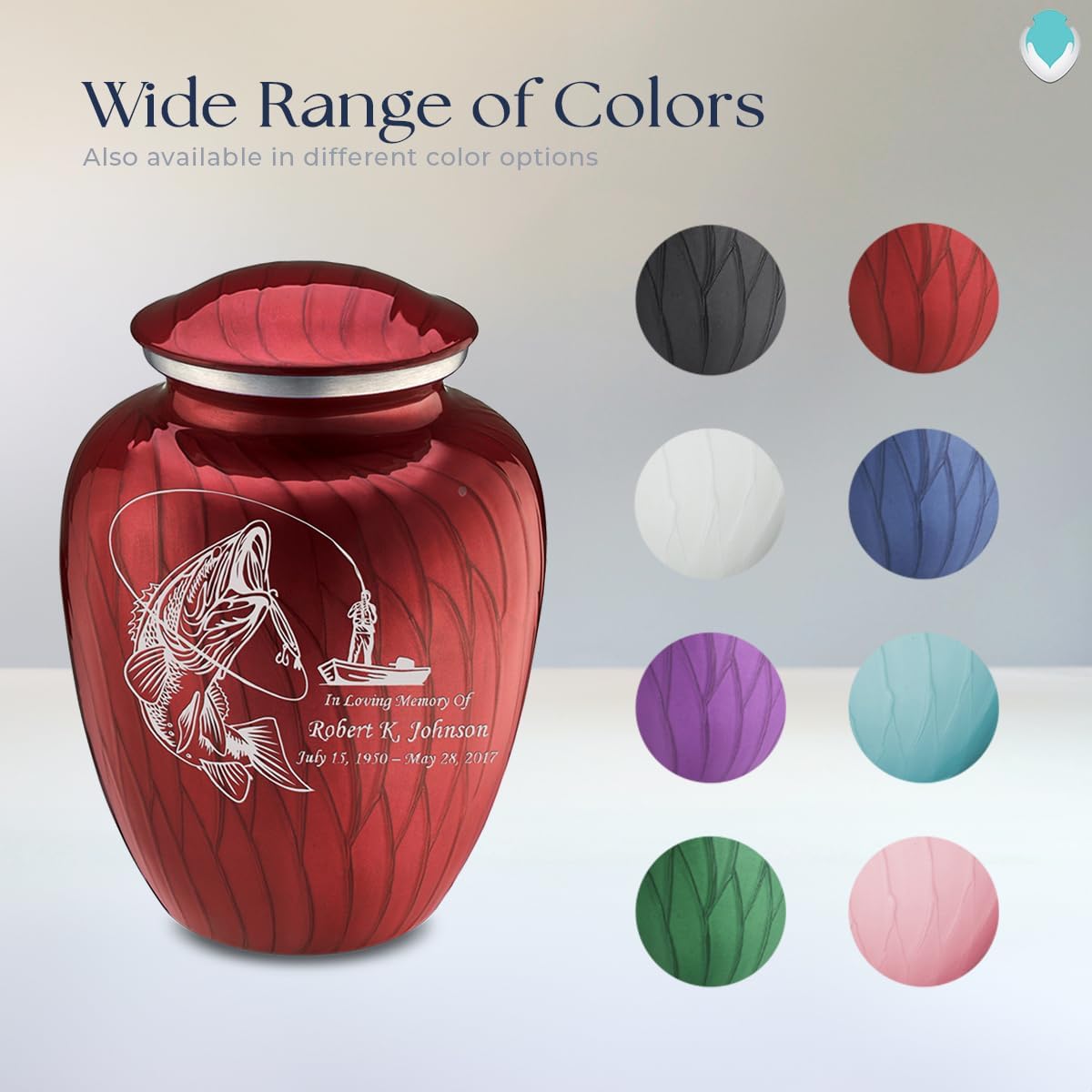 Geturns Embrace Adult Personalized Fishing Cremation Urns for Human Ashes I Large Pearl Candy Red Funeral Urn for Men and Women I 200 lbs