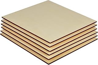 Artificer Baltic Birch Plywood, 12x12 Inch 6 Pack 1/4" Thick Unfinished Wood Squares Boards for Crafts Wooden Canvas Panels for Painting Plywood Sheets for Cutting, CNC Carving, Wood Burning