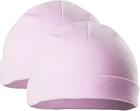 Soft Touch Pack of 2 Baby Hat Baby Boys Girls Cotton Hat Newborn and 0-3 Months Grey, Sky Blue, Pink & White H3 (Pink)