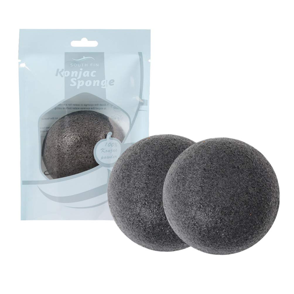 Beaupretty 3pcs Konjac Facial Sponges,Gently Cleansing Sponge Puffs Friendly Wash Face Flutter Natural Facial Care Sponges (Bamboo Charcoal Black)