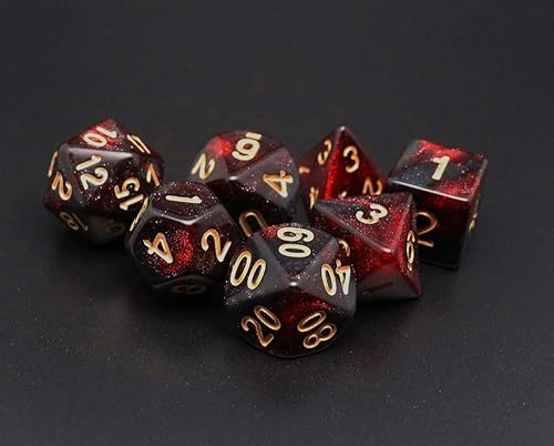 Miniatura 83 de DND - Juego de dados poliédricos RPG para Dungeon and Dragons MTG, juego de dados (morado y plateado) Mezcla de plata púrpura,Negro mezclado