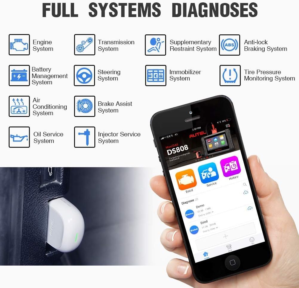 Autel AP200 OBD2 Scanner Bluetooth Diagnostica Auto Strumento Fai-da-Te Diagnosi di sistemi Completi Lettore di Codice AutoVIN Reset Olio Bianco, Simplified version of the MK808
