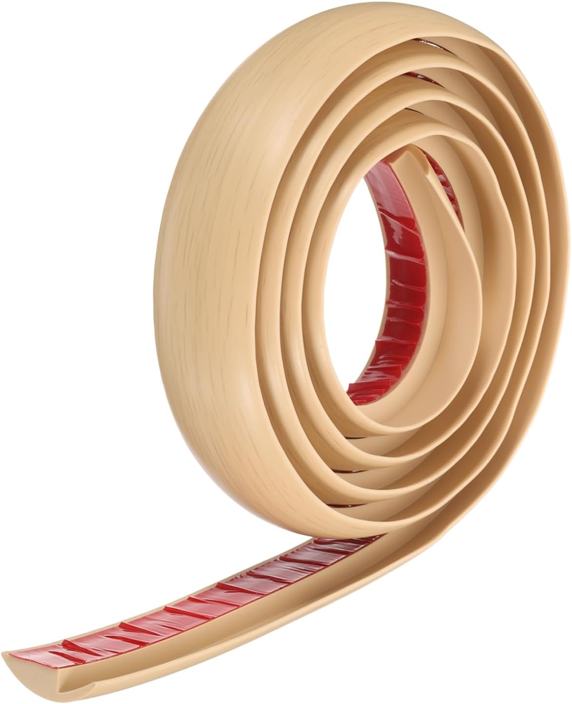 HARFINGTON Floor Transition Strip 1.6" 3.33ft Self Adhesive PVC Carpet to Tile Transition Edging Trim Peel and Stick Cover Strip for Uneven Floors Height 7mm, Beige Wood Grain