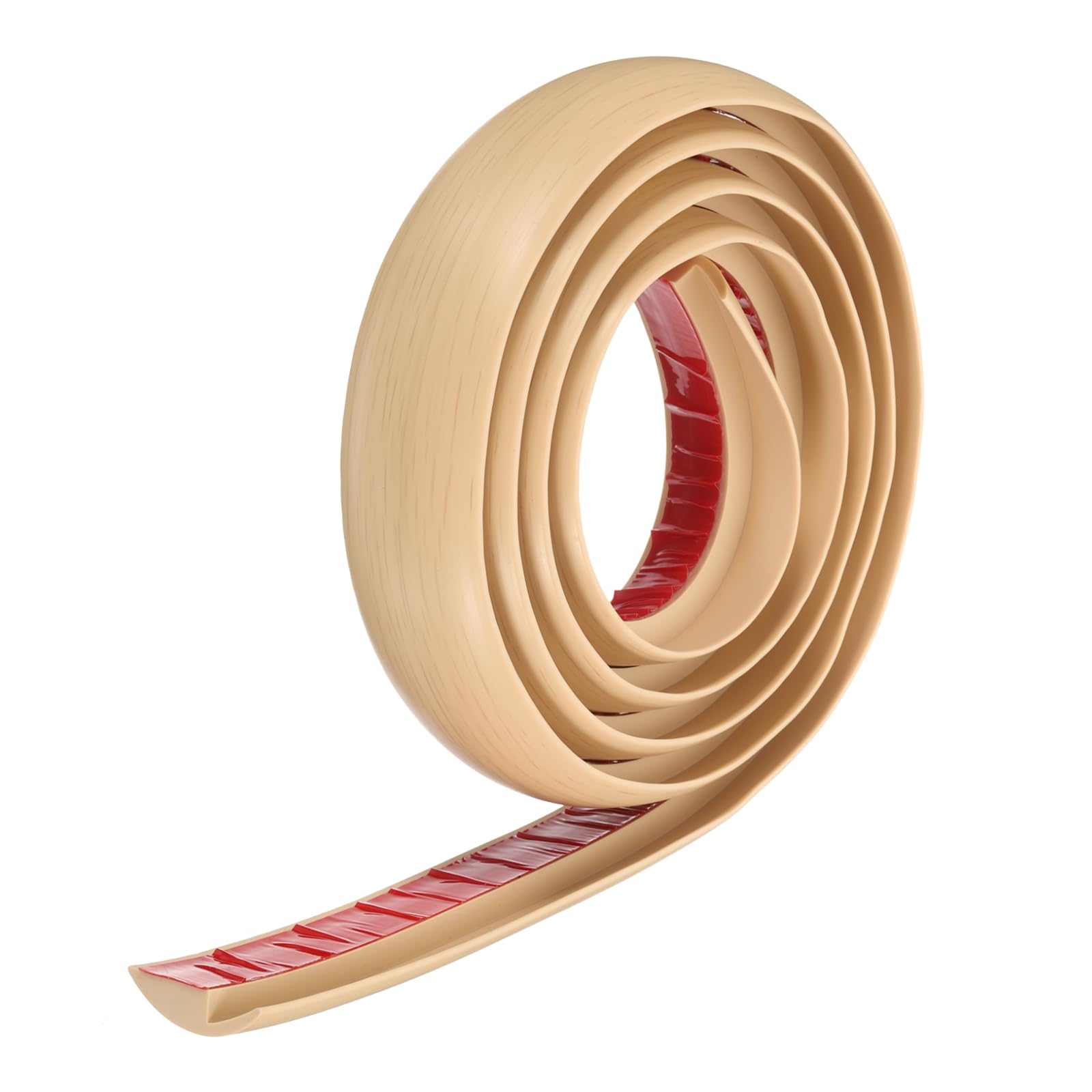 HARFINGTON Floor Transition Strip 1.6" 6.56ft Self Adhesive PVC Carpet to Tile Transition Edging Trim Peel and Stick Cover Strip for Uneven Floors Height 7mm, Beige Wood Grain