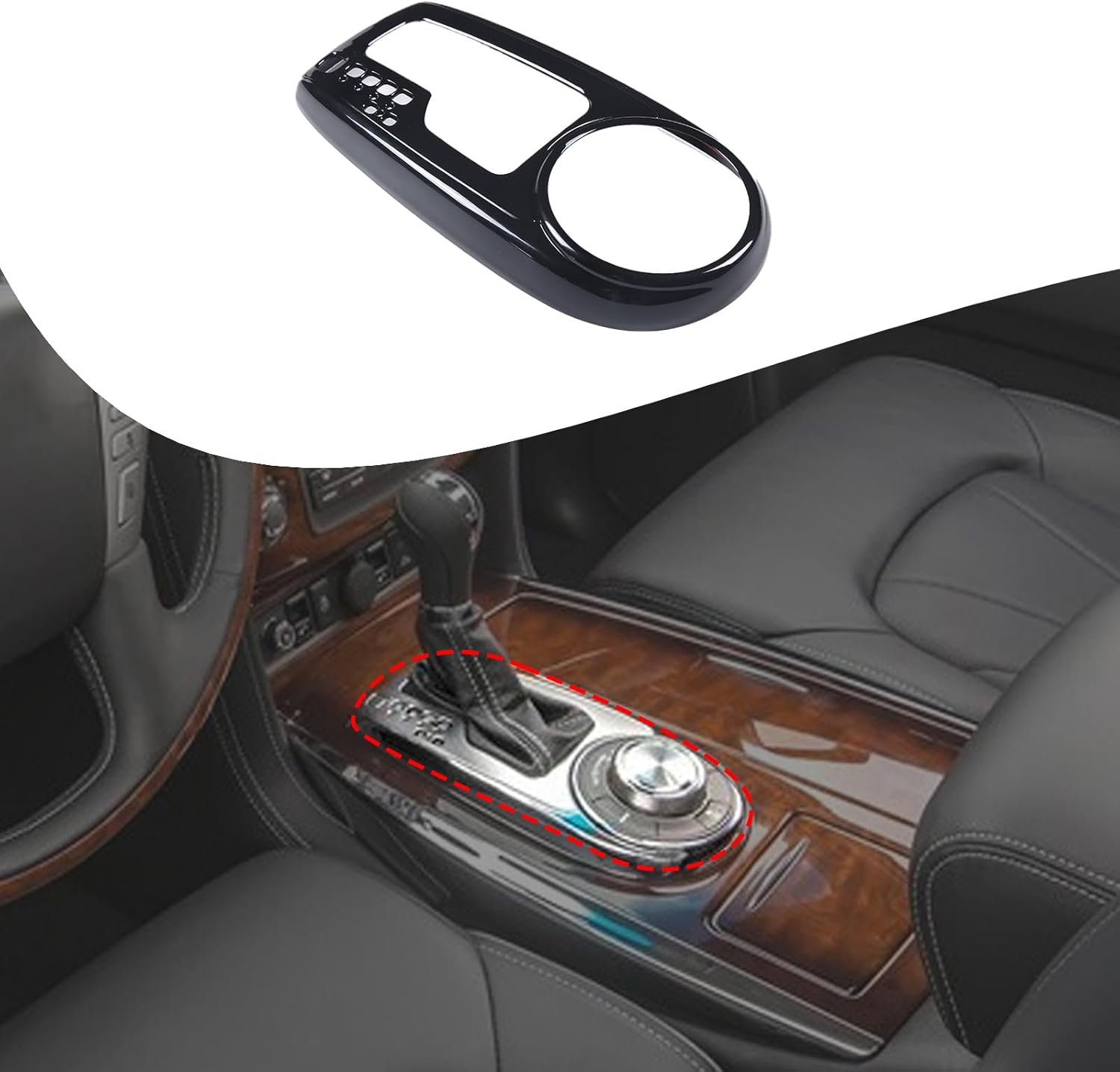 Lcojicep Gear Shift Panel Cover Trim Compatible with Infiniti QX80 2013-2017/Nissan Touareg ABS Car Central Control Panel Trim Interior Sticker (Piano Black)