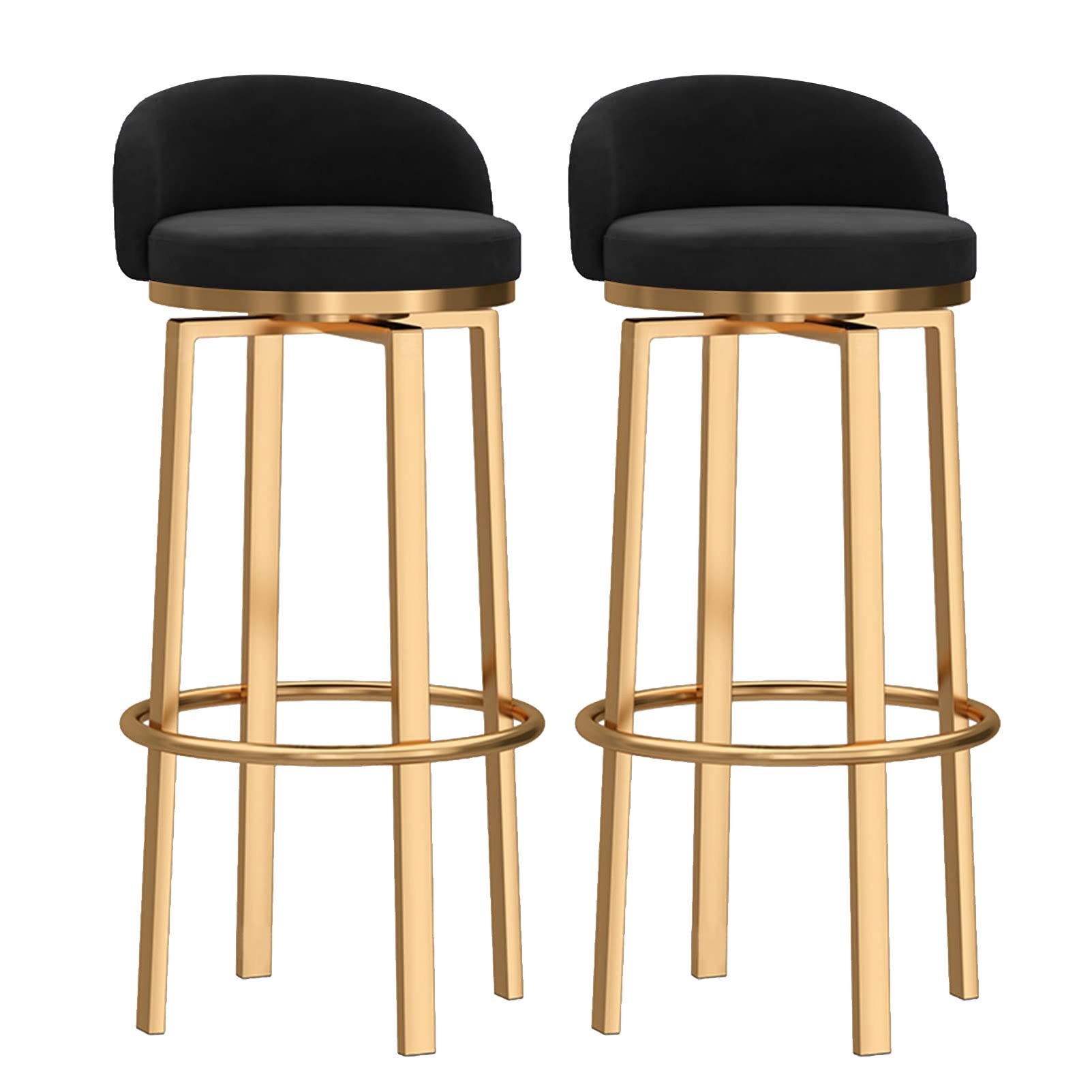 Tabouret de bar pivotant 65 cm de cuisine moderne doré et noir