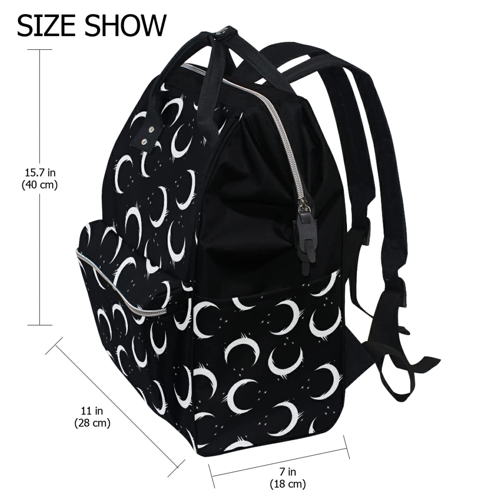 MiAnMiAn Moon Gothic print Diaper Bag Travel Backpack - Large Baby Nappy Bag Multi-Function Organizer for Mom Dad Women Men