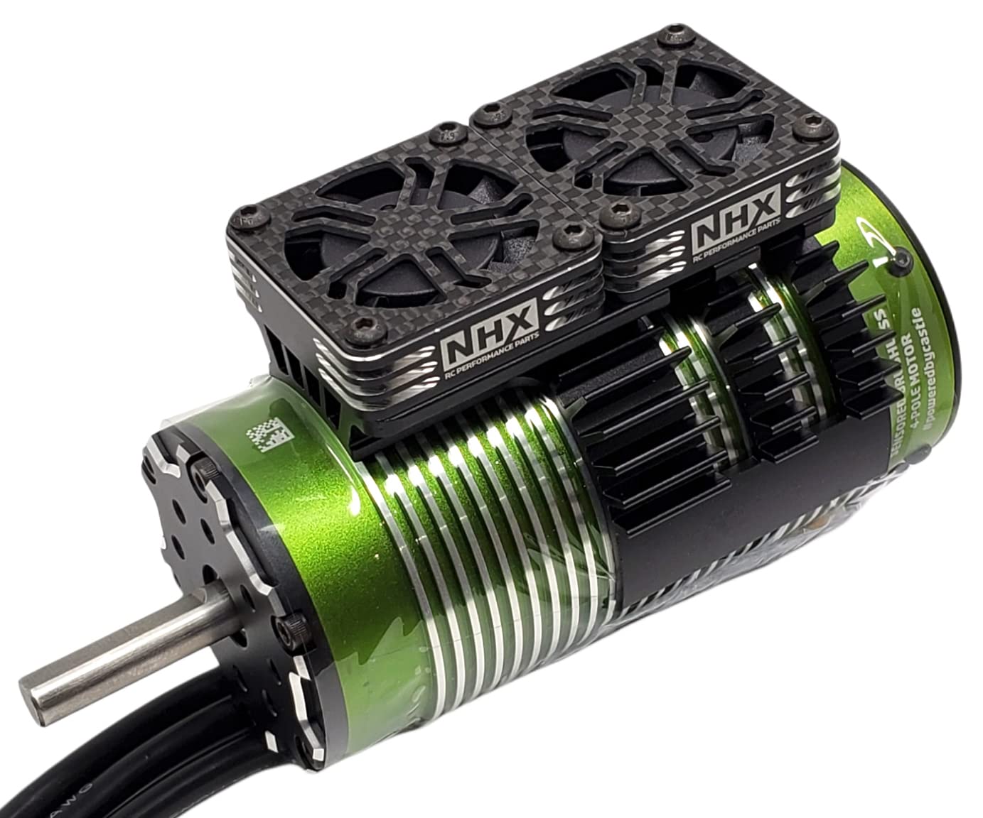 NHX 1/5 Twin Cyclone Alum HV Cooling Fans w/Cover Motor Heatsink Green - 40x40mm, 16000 RPM, For RC Vehicles