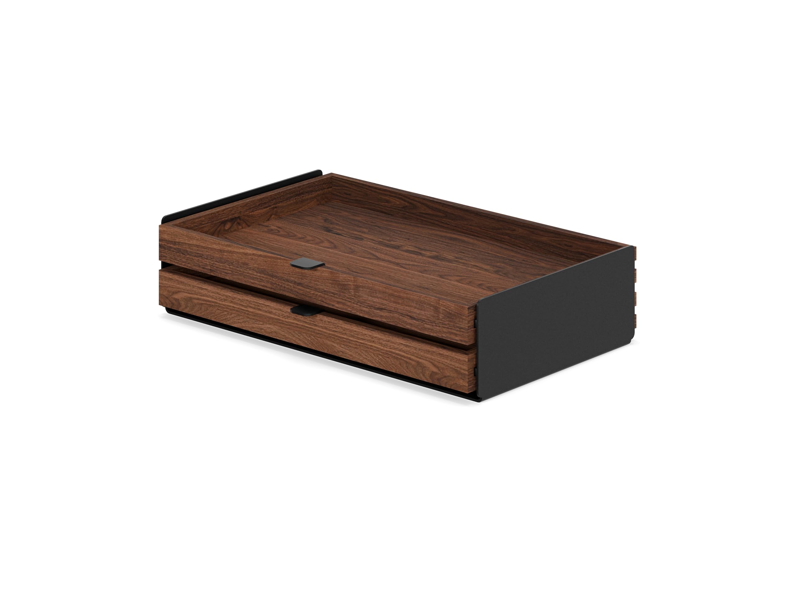 Oakywood - Schublade Schreibtisch Organizer - Aufbewahrungsbox aus Massivholz, Dokumentenhalter - Büro Organizer, Schubladen Box - für Büro Zuhause Schule - Schwarz, Walnuss - Größe Dual
