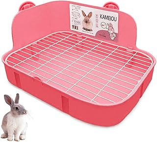 Ferret Galesaur Guinea Pig Bunny Rabbit Toilet Potty Trainer with Stainless Steel Panel Rabbits Corner Litter Pan Bedding Box for Small Animal Bunny Rabbit Ferret Cage Toilet Pan