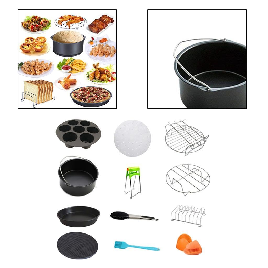 Zubehör für die 7 Zoll Heißluftfritteuse: Mehrzweckrost, Backspieße, Eierkuchenform, Küchengeräte, Sprossen und Roste, XXL Ersatzteile, Pizzablech