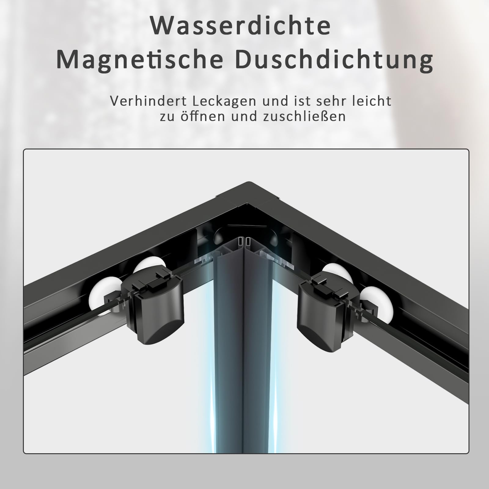 Baode Duschkabine Eckeinstieg 80x80 cm, Doppel Schiebetür Duschabtrennung 6mm ESG Glas, Höhe 185cm Duschtür(Schwarz)