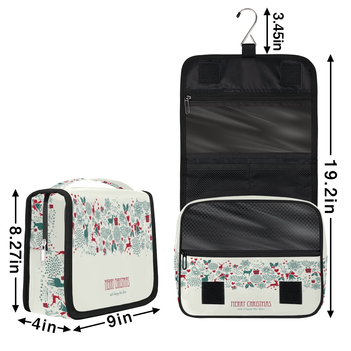 Wesołych Świąt Podróżna Kosmetyczka Wesołych Świąt Kosmetyczka Do Mycia Torebka Unisex Wiszące Kosmetyki Kosmetyki Organizer Do Makij, wielobarwny, Jeden rozmiar
