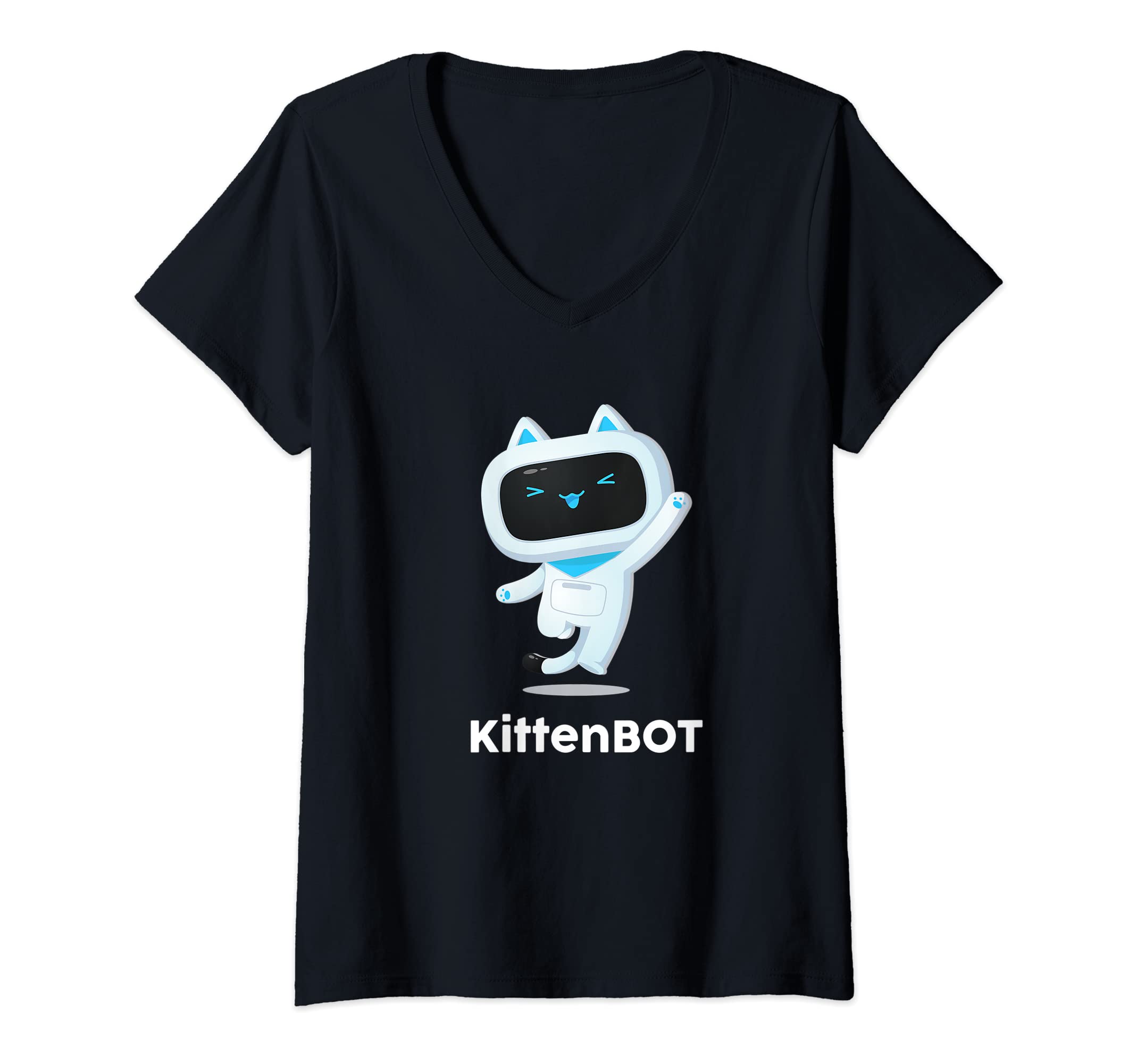 Womens KittenBOT V-Neck T-Shirt