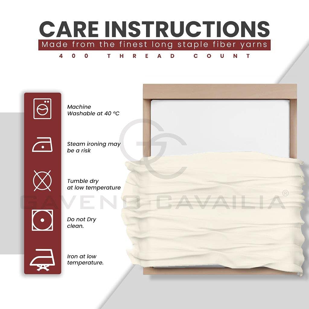 400 Thread Count Plain Bedding, Easy Care Double Flat Sheet, Hotel Quality Bed Sheets, Cream - Image 4