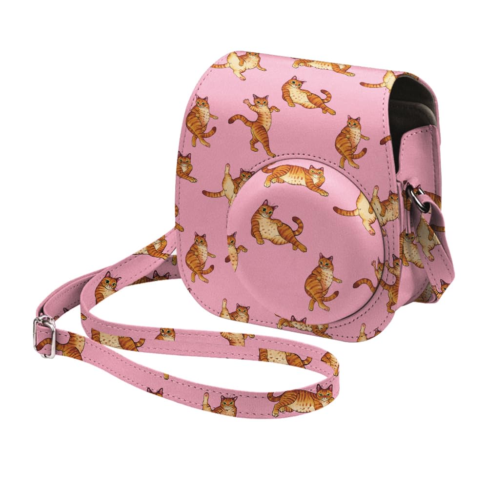 WIRESTER Camera Bag Case with Pocket and Shoulder Strap, PU Leather Protective Carrying Case Cover Compatible with Fujifilm Instax Mini 11 12 Instant