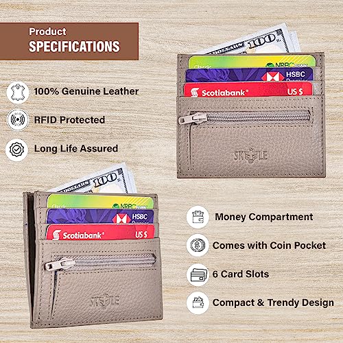 𝐒𝐊𝐘𝐋𝐄 Mens Leather Wallet (Taupe), Front Pocket Wallets for Men, Card Holder Wallet, RFID Wallet for Men Slim Minimalist, Smart Wallet for Men, Business Card Organizer, Slim Wallet, (J02-8513)3
