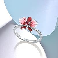 Vista 3 de Santuzza Anillo de plata de ley 925 con diseño de flores esmaltadas para mujer