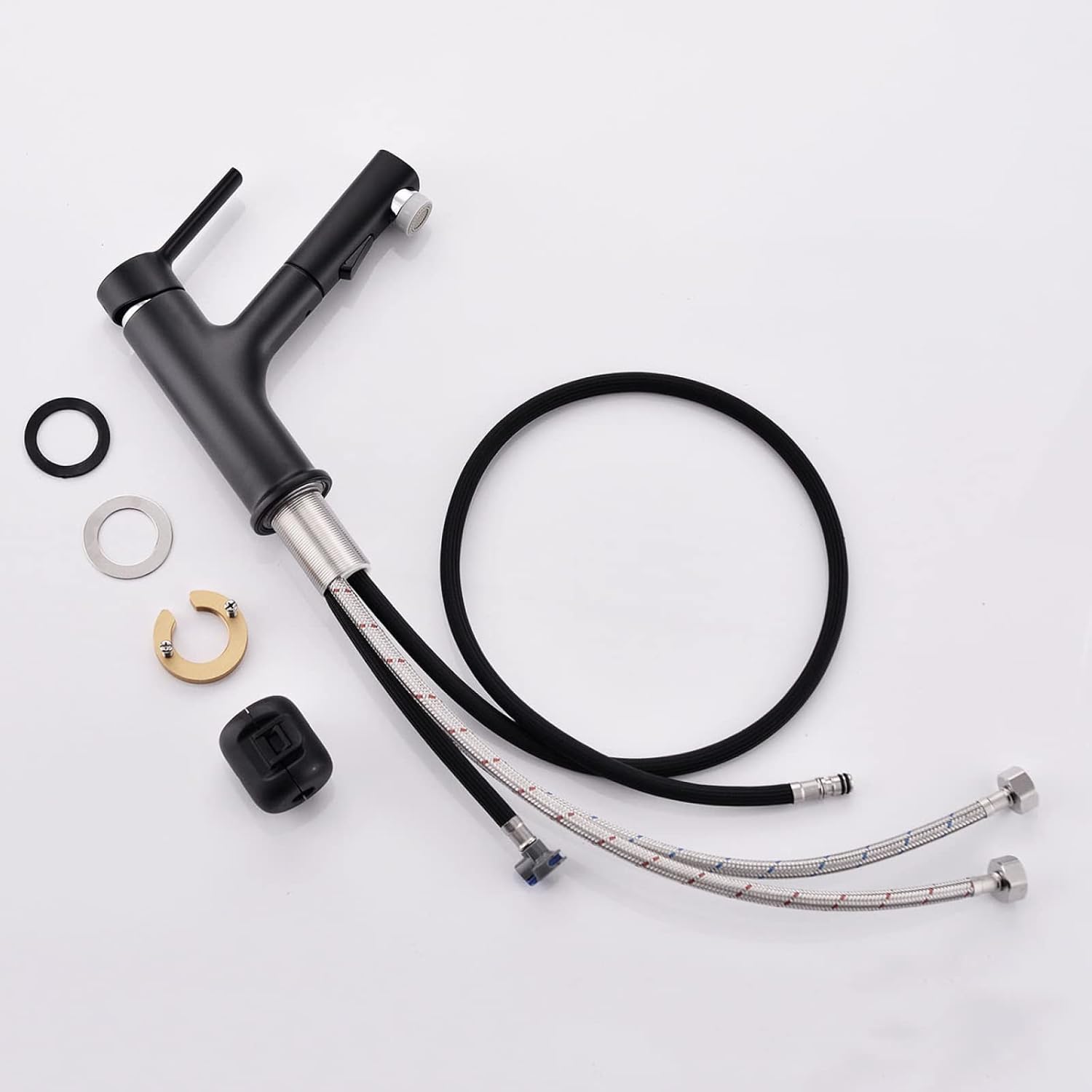 Pull Out Bathroom Faucet Hot and Cold Mixer Tap 3 Water Outlet Modes Single Hole Retractable Faucet Bathroom Multi-Function Single Handle Vanity Sink Faucet for Bathroom Washbasin