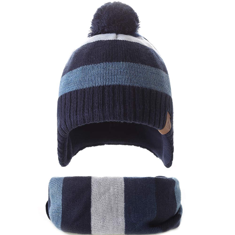 Boys Winter Hat Baby Beanies with Earflap Upgrade Fleece-Lined Skiing Toddler Hat
