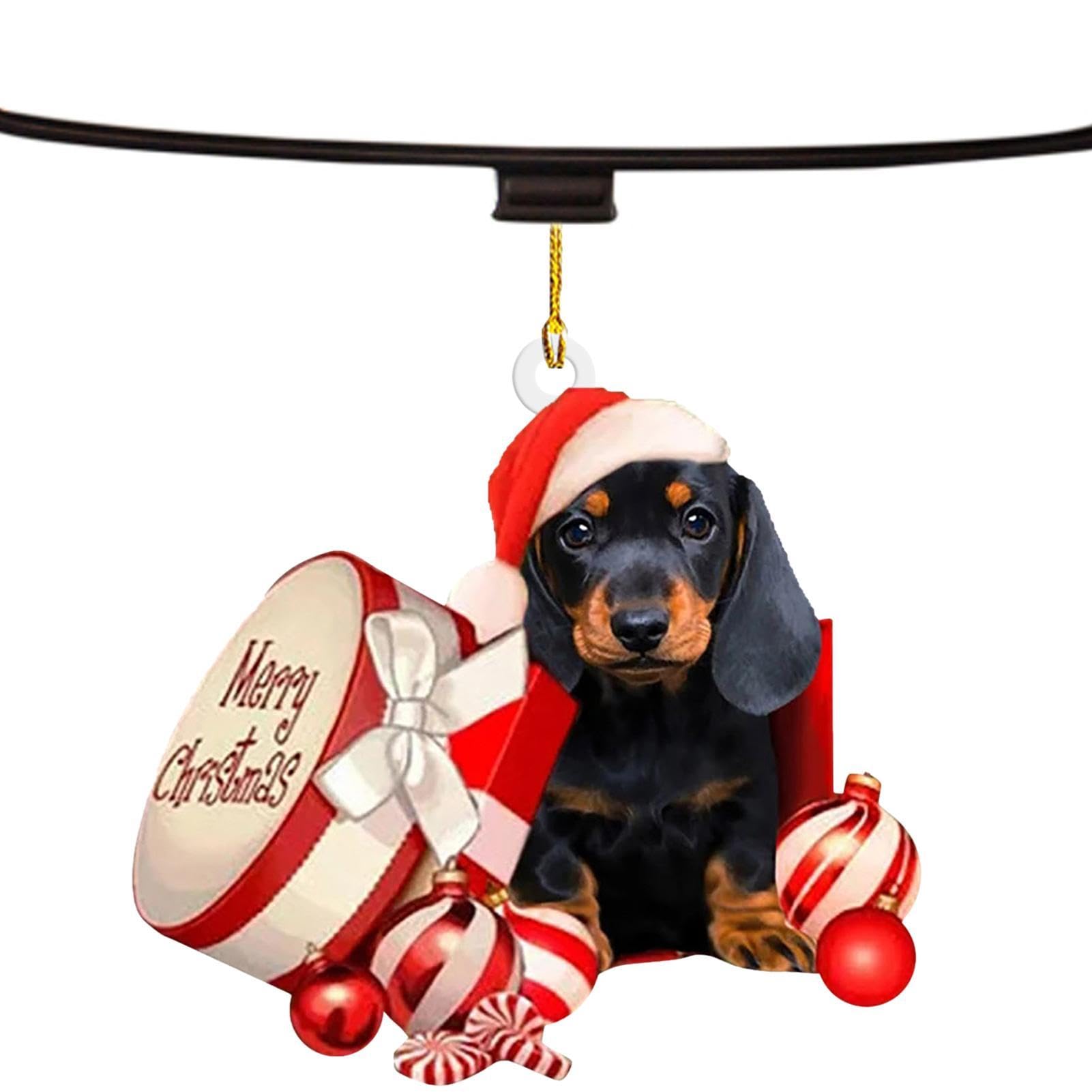 Opilroyn 7 Sausage Dog Ornament, Dachshund Christmas Tree Decorations | Funny Dog Christmas Tree Decorations | Dachshund Christmas Decoration, 2D Acrylic Dachshund Ornament, Dog Christmas Tree Ornaments