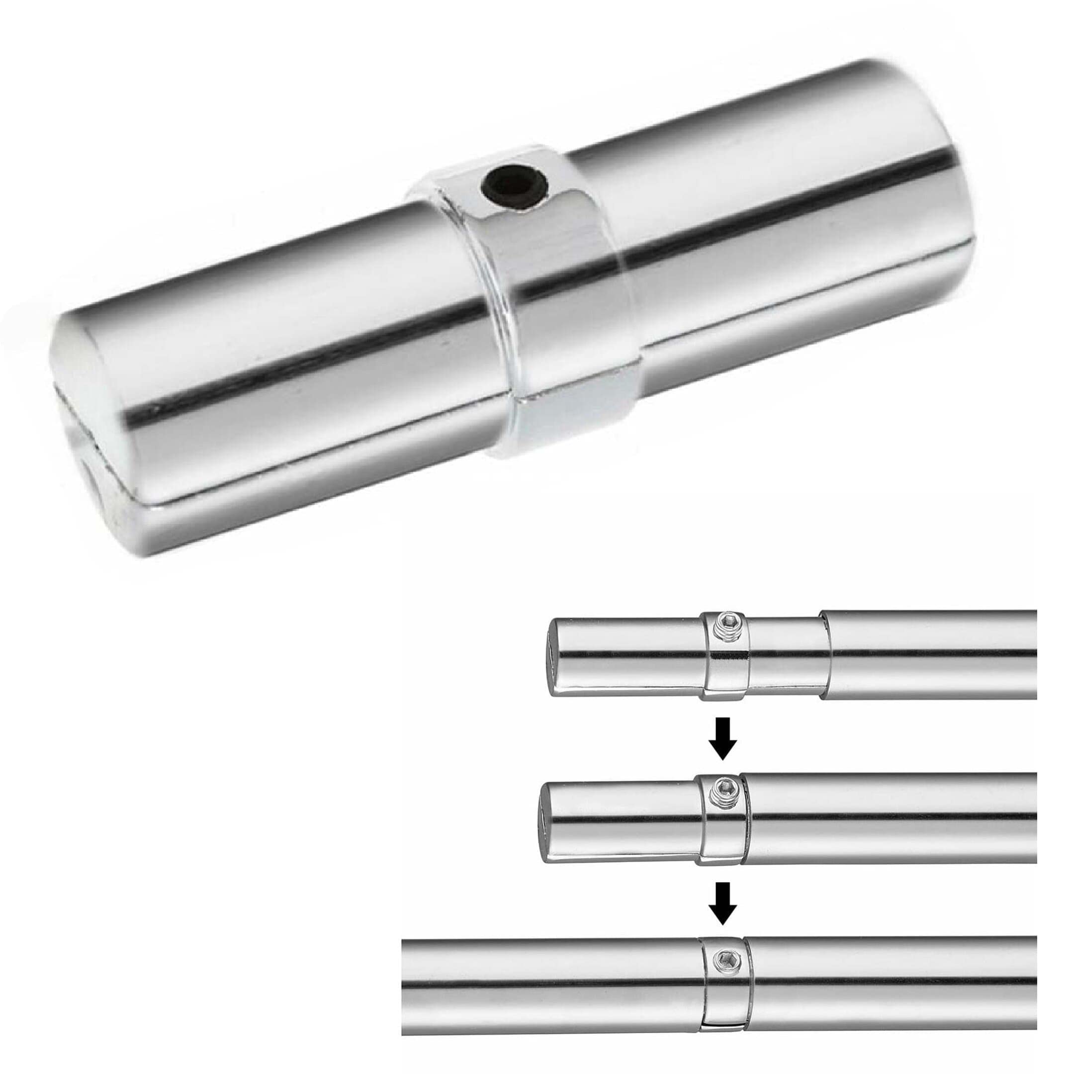 My Shopfittings Chrome 25 Mm Or 32Mm Tube Joiner Bracket For 32Mm Dia Tube Rail Display Rack Tube Joiner Connector Inner Diameter 25Mm Or 1 Inch/32Mm Or 1.25 Inch Strong Connector (1, 32Mm Tube Joiner)