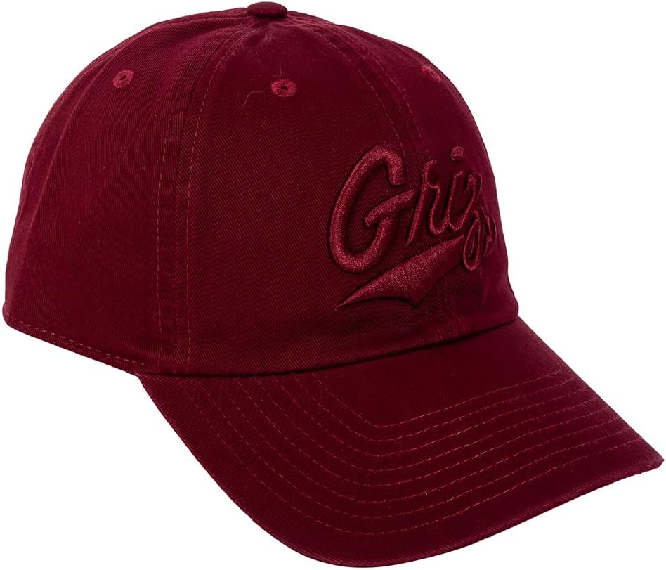 Desert Cactus University of Montana Baseball Hat Grizzlies UM Griz UMont Brimmed Embroidered Hats Cap Adjustable Cloth Strap Adult (Style A) Maroon