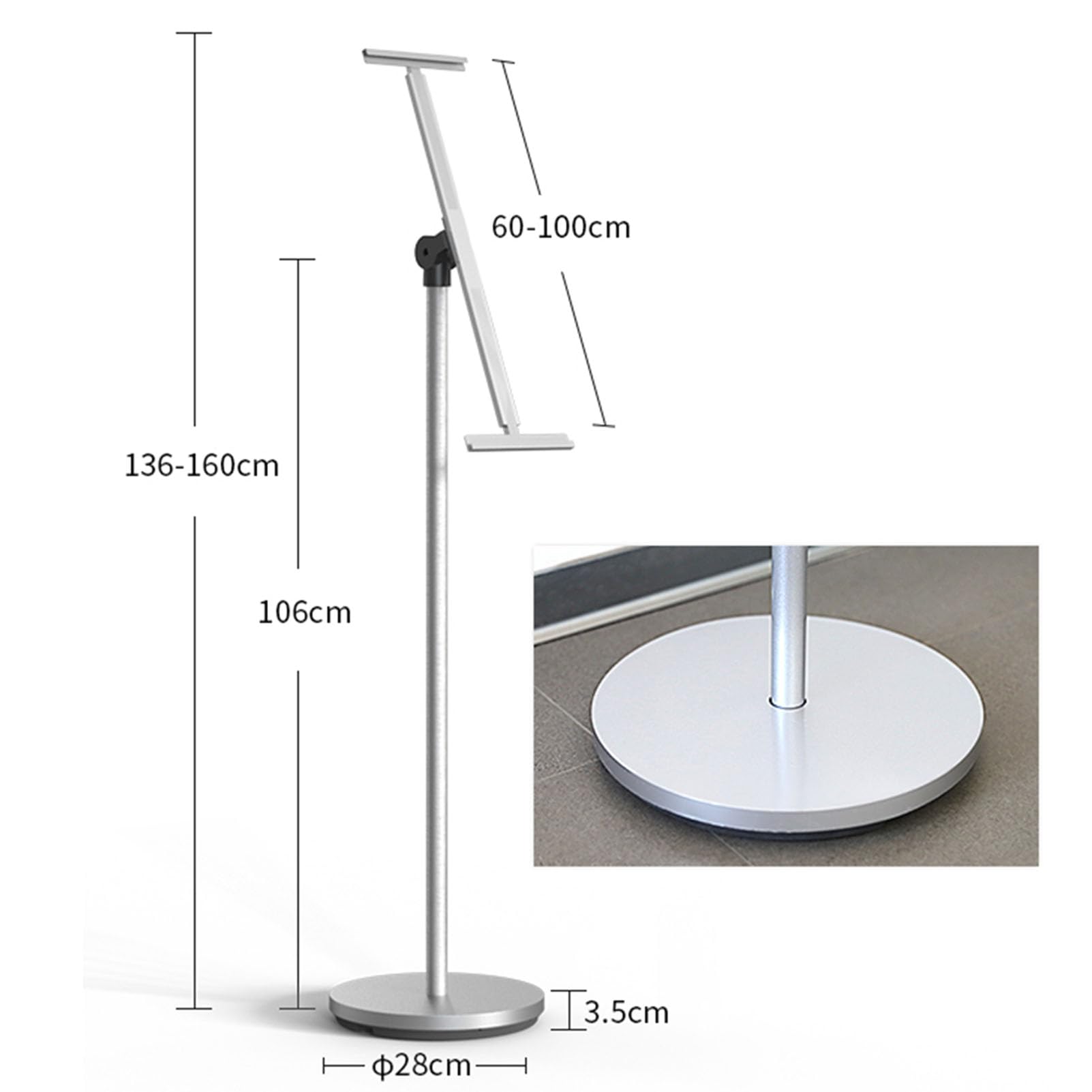 Soporte para Carteles de Suelo, Soporte para Carteles, Soporte para Carteles de Suelo Resistente, Soporte para Carteles con Pedestal Ajustable, Soporte de exhibición con rotación de 355 °