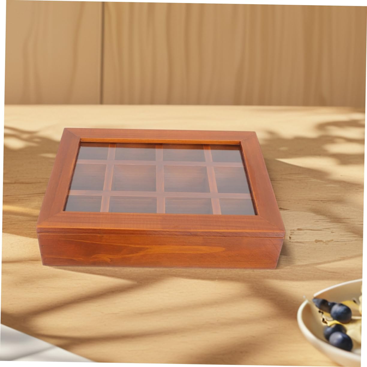 Teebeutel-aufbewahrungsbox Aus Holz Mit Deckel Durchsichtigen Fächern Organisierter Aufbewahrung Für Teebeutel Snacks Und Für Zuhause Und Schreibtisch