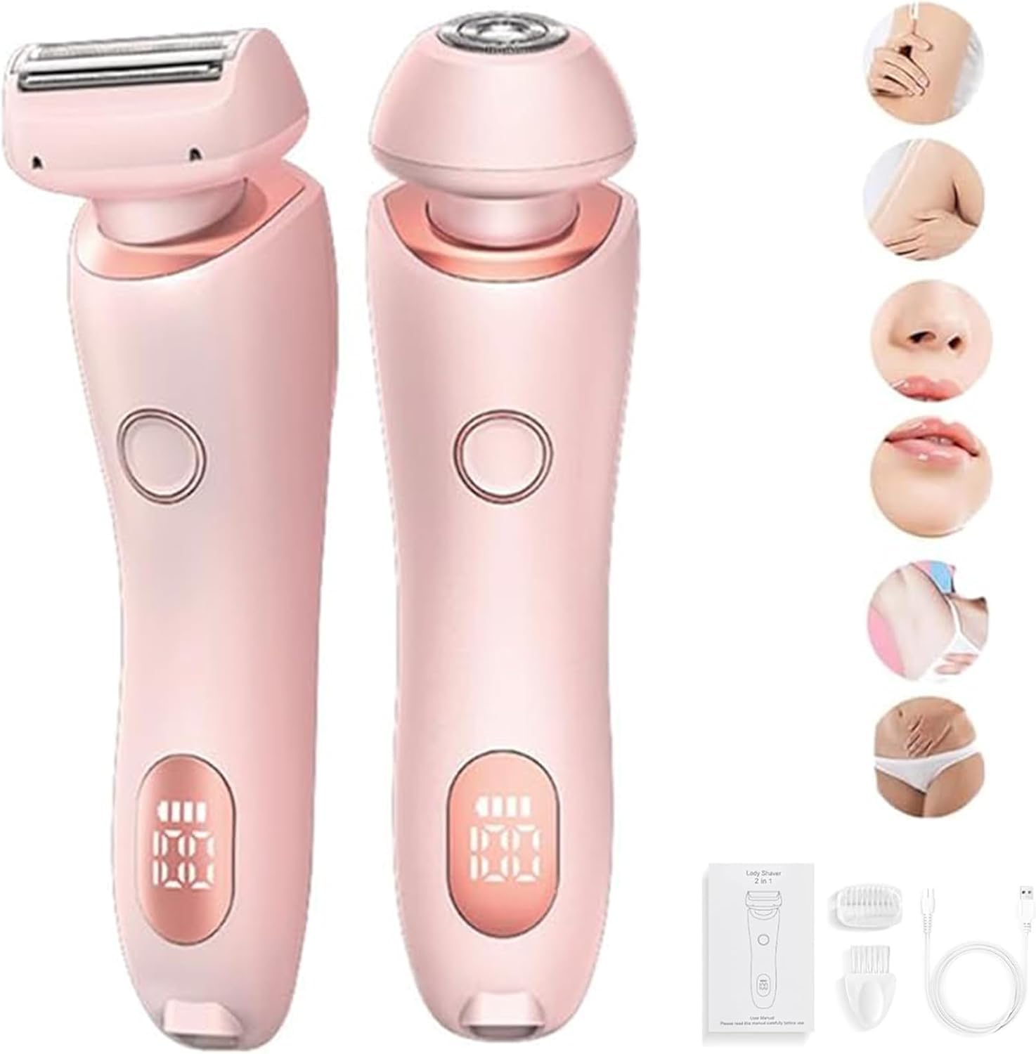 SilkGlide Pro - 2024 Best Silk Glide Razor, Silk Glide Epilator Painless Hair Removal at Home, Pubic Hair Trimmer Women, 2 in 1 Electric Shaver Razors for Women (Pink)