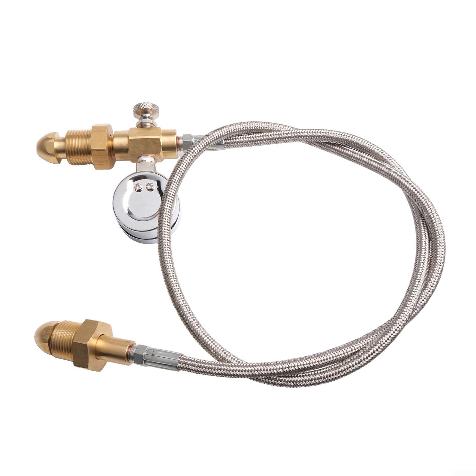BS 341 No. 3 Manguera de recambio de cilindro de argón Reino Unido, adaptador de transferencia de 5/8 pulgadas, 90 cm para línea de acero inoxidable (estilo 2)