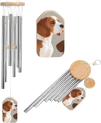 Miniatura 13 de Campanillas de viento de aluminio de 20.5 pulgadas para exteriores, verde azulado y estampado de flores, con 6 tubos de aluminio, campanillas