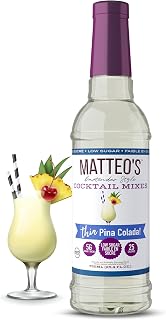 Matteo's Sugar Free Cocktail Mixes - Pina Colada - Delicious Cocktail Mixers, 0 Calories, 0 Sugar Cocktails, Keto Friendly Drinks, 750 milliliters