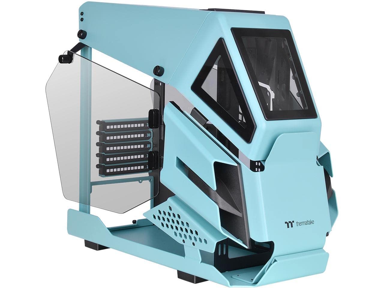 Thermaltake AH T200 Turquoise Helicopter Styled Open Frame Tempered Glass Swing Dorr USB3.1 (Gen.2) Type-C m-ATX Micro Case CA-1R4-00SBWN-00