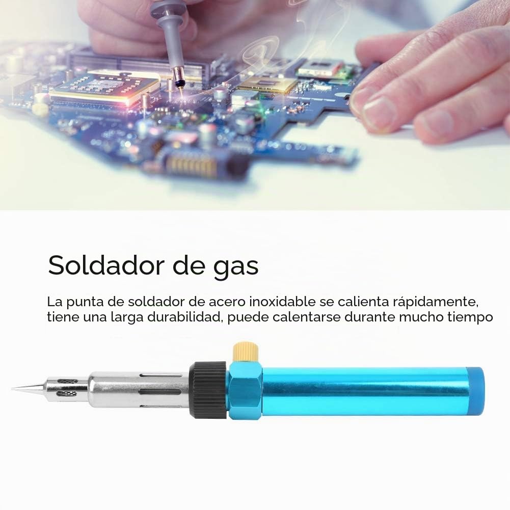 LiebeWH Soldador de Butano Soldador Estaño Gas Acero Inoxidable Portátil Temperatura Neumática Ajustable punta Alimentado por Butano para Automóviles Electrónica Bricolaje Soldering