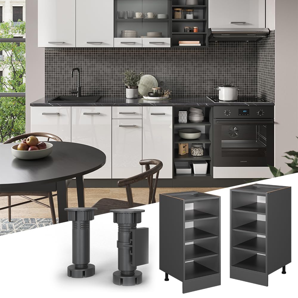 Vicco Scaffale da cucina R-Line, Antracite, 40 cm senza piano di lavoro, per la libera combinazione all'interno di sistemi cucina modulari