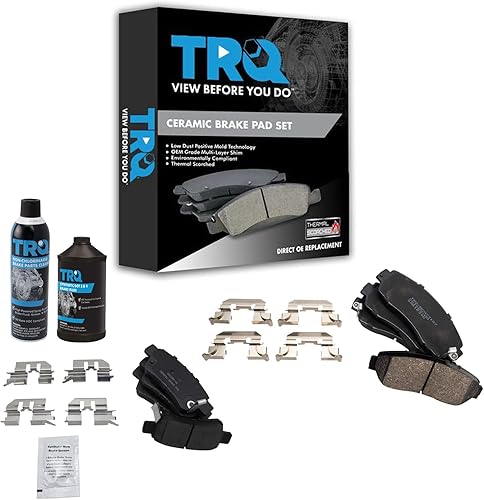 TRQ Kit de pastillas de freno de disco de cerámica Posi delanteras y traseras con productos químicos compatibles con Honda Odyssey