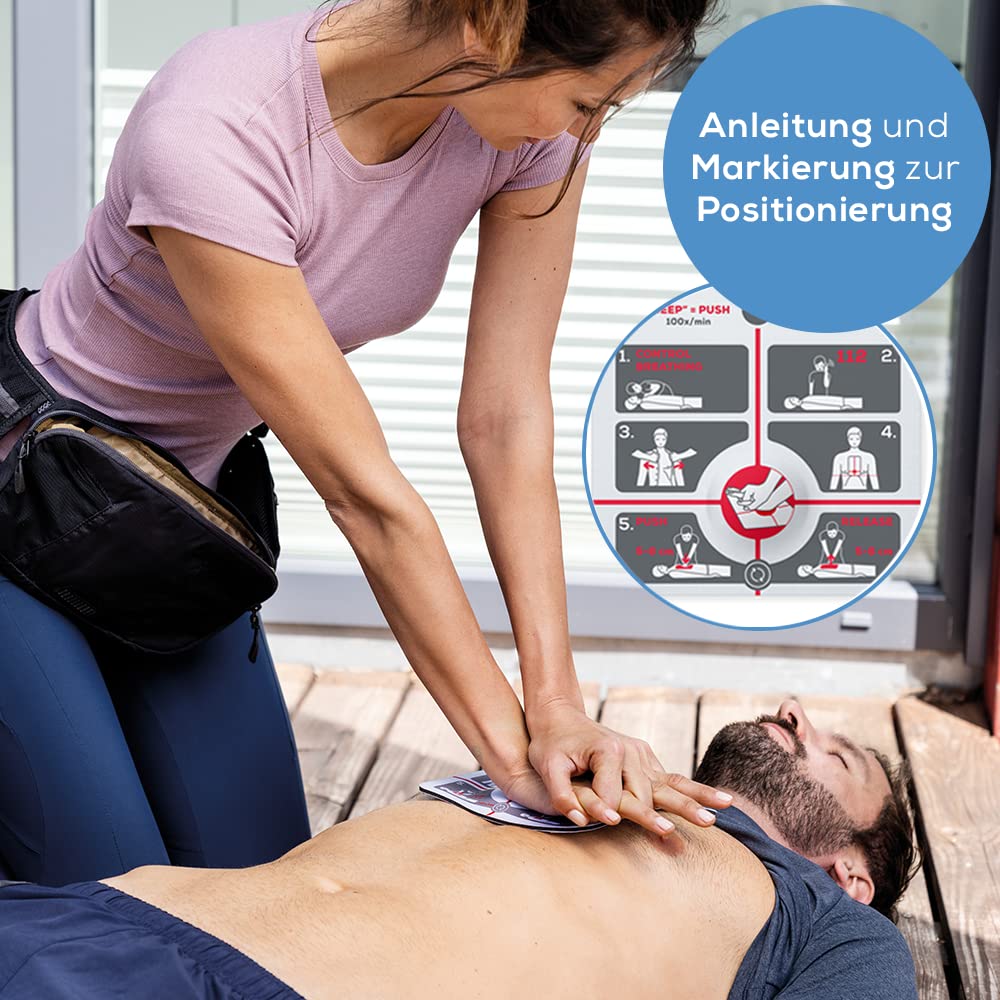 LifePad by Beurer, Reanimationshilfe, leitet durch die Wiederbelebungsmaßnahmen, Vorgabe der optimale Kompressionsfrequenz und des Kompressionsdrucks, Hilfe zur korrekten Positionierung